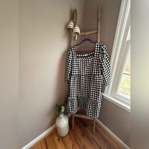 Chic Soul Black and White Gingham Tiered Dress